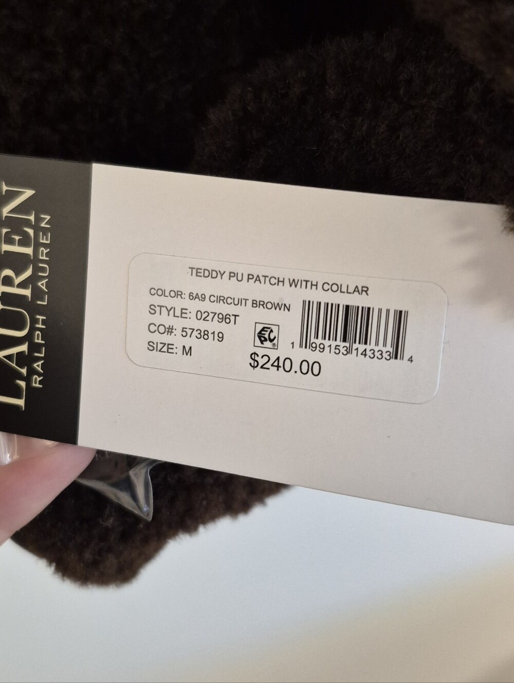 Lauren Ralph Lauren Teddy Sherpa Jacket Chocolate Brown Button Up Sz M $240 NWT - Picture 12 of 15